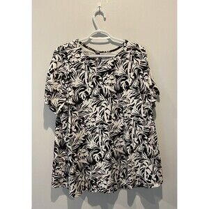 Romans - Woman’s Black & White Short Sleeves Floral Blouse Size 1X